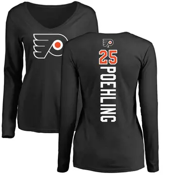 Women's Ryan Poehling Philadelphia Flyers Backer Long Sleeve T-Shirt - Black