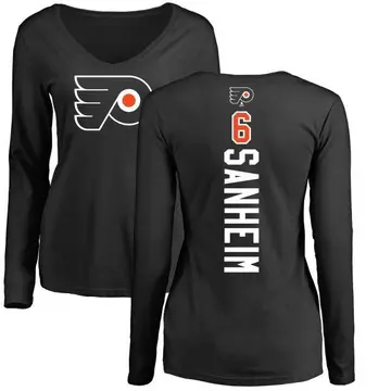 Women's Travis Sanheim Philadelphia Flyers Backer Long Sleeve T-Shirt - Black